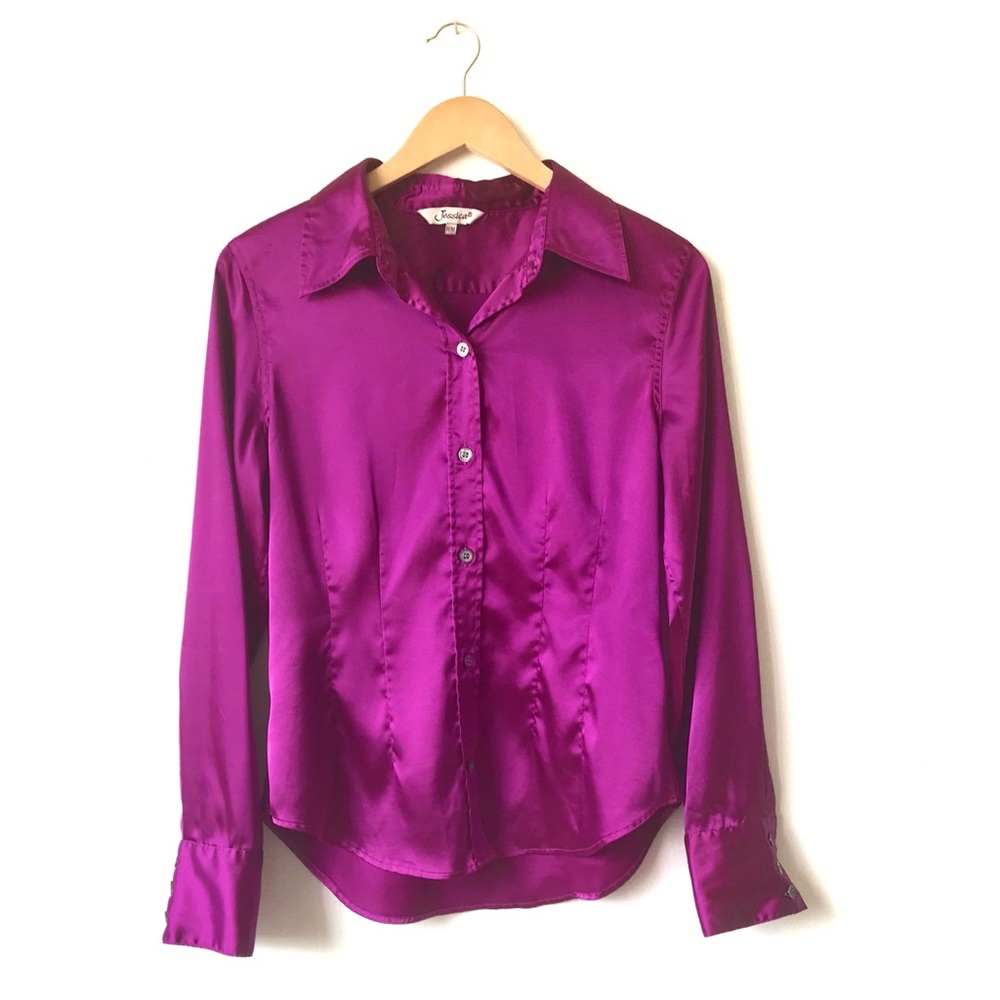 Vintage magenta satin blouse